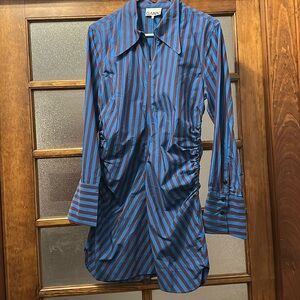 Ganni striped blue zipper mini dress